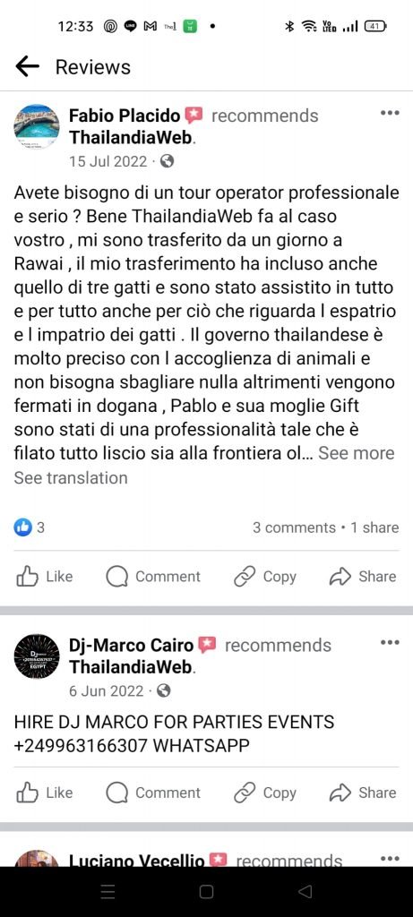 Thailandiaweb recensione cliente